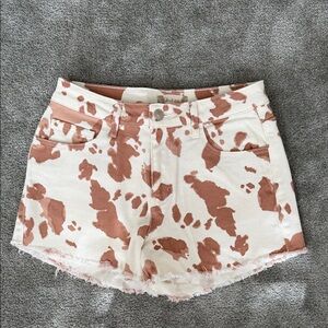 Altar'd State Cream and Brown Jean Shorts